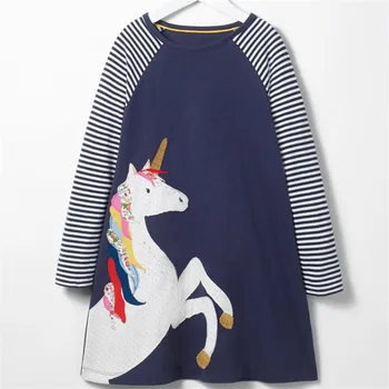 Sărituri de metri Unicorn fete rochii de îmbrăcăminte copil de toamnă de primăvară de bumbac aplicatiile de moda petrecere copii rochii fete pentru copii haine
