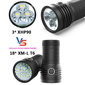 Puternic LED Lanternă Tactică 3pcs XHP90.2 Super 3 Modul de Lanterna USB Reîncărcabilă 18650 Baterie Lampă Ultra Luminos Linterna Negru