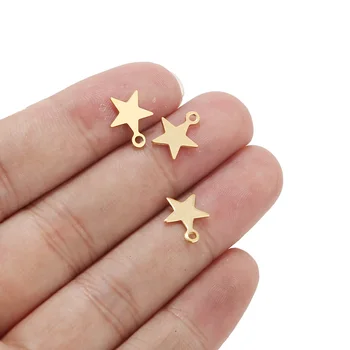 50PCS 9 mm din Oțel Inoxidabil de Aur în Formă de Stea Charm pandantiv pentru DIY Crafting și bijuterii a Face Constatări Accesorii