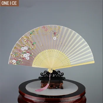 6 inch Chineză evantai de mătase imprimate bambus fan dans nunta portabil mini ambarcațiunile eventail un Cadou de pliere fan
