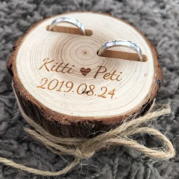 Personalizate inel cutie de lemn rustic nunta de căsătorie, logodnă propunere mire mireasa Domnul Doamna inel de perna