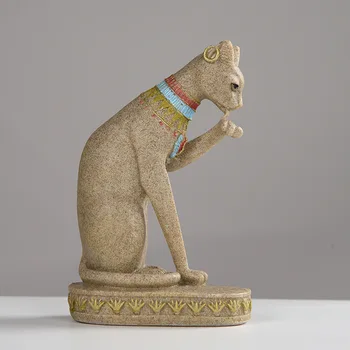 Gresie Bastet Statuie Egipteană Cat Dumnezeu Figurina Pisica Egiptul Antic Naturale Gresie Ambarcațiuni Sculptura Acasă Decor Birou Un