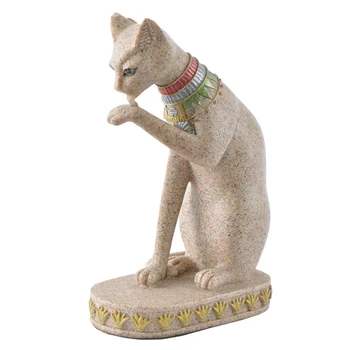 Gresie Bastet Statuie Egipteană Cat Dumnezeu Figurina Pisica Egiptul Antic Naturale Gresie Ambarcațiuni Sculptura Acasă Decor Birou Un
