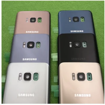 Original Pentru Samsung Galaxy S8 G950 SM-G950F Baterie Capac Spate Ușa de Locuințe de Înlocuire + Spate aparat de Fotografiat Lentilă de Sticlă Cadru