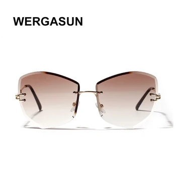 WERGASUN 2020 Noua Moda fără ramă Ochi de Pisica ochelari de Soare pentru Femei de Înaltă Calitate Gradient Doamnelor ochelari de Soare Neregulate Lentile de Ochelari