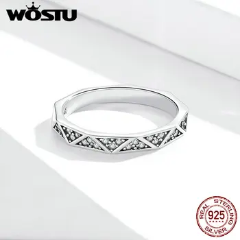 Inel de argint WOSTU Argint 925 Orbitor Cubic Zirconia Deschide Femei Inele pentru Femei Nunta Bijuterii Statement CQR654