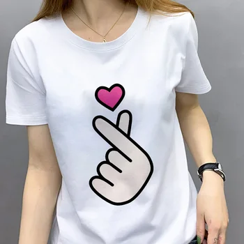 Secțiunea subțire de dragoste de alba Top Femei Tricou de vara Noi Decât inima Tipărite tricou Femei Harajuku Vară O-gat Femei de Îmbrăcăminte