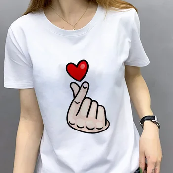 Secțiunea subțire de dragoste de alba Top Femei Tricou de vara Noi Decât inima Tipărite tricou Femei Harajuku Vară O-gat Femei de Îmbrăcăminte