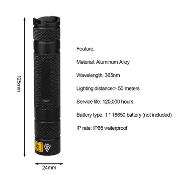 UV Lanterna Led-uri 365nm Ultra Violete Ultraviolete Lanterna IP65 rezistent la apa Invizibil Lanterna pentru animale de Companie Petele de Vânătoare Marker Checker