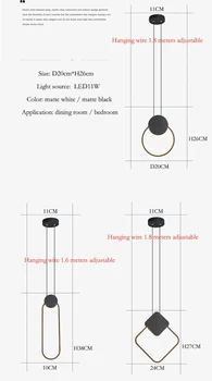 Formă geometrică candelabru LED dormitor noptieră lumina pandantiv sala de mese simple lampă singur cap bara minimalist mic candelabru