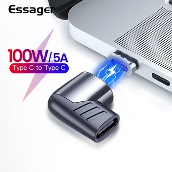 Essager 100W USB de Tip C Magnetic Adaptor de Tip C USB de sex Masculin La C de sex Feminin Magnet Conector Pentru Mackbook Pro Huawei USB-C Converter