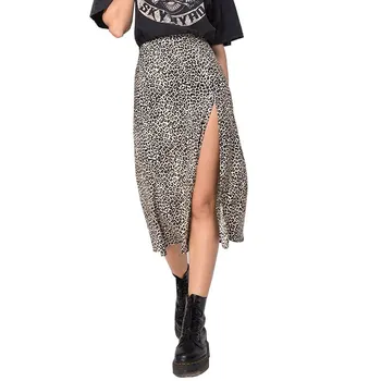 Moda Split Fusta Femei Leopard De Imprimare De Înaltă Talie Fuste De Vara Pentru Femeie Streetwear-Sexy Fusta Midi Doamnelor Funduri