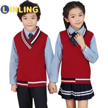 LINLING O Uniformă pentru Copil Japonez Stil Britanic Uniforme Școlare Fată Băiat Student Tinuta Grădiniță Etapă Îmbrăcăminte Set V324