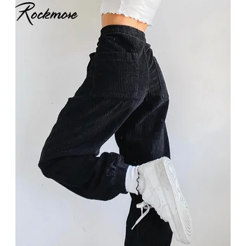 Rockmore Negru de Catifea Creion Pantaloni Femei de Agrement pantaloni de Trening cu Talie Înaltă Joggeri 90 Streetwear Pantaloni Lungi Pantaloni Harajuku