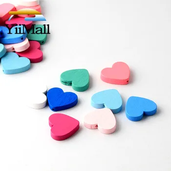 30pcs 20x23mm Handmade Multicolor Naturale, Margele din Lemn in Forma de Inima Margele Spacer Pentru a Face Bijuterii Brățară DIY Accesorii
