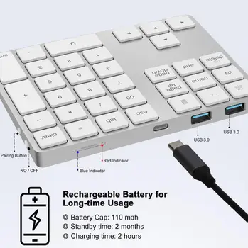LEORY 34 Chei Wireless Mini Tastatura Numerică Pentru Apple Android pentru MacBook Desktop PC Laptop din Aliaj de Aluminiu Digital