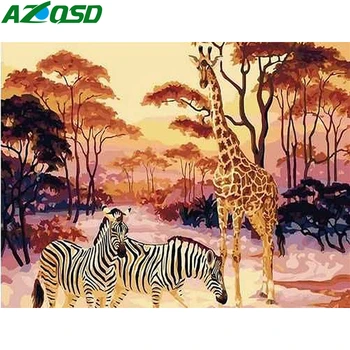 AZQSD Tablou De Numărul de Kituri de Animale DIY Unframe Handpainted Cadou Colorat De Numere Girafa Desen Pe Panza Artă Abstractă