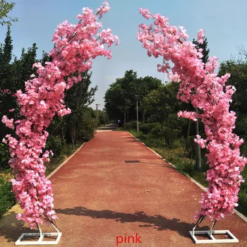 2,5 M înălțime Cherry Blossom Ușă Arc Drum Duce Moon în Formă de Arcuri Raft cu Flori Artificiale Stabilite pentru Petrecerea Fondul elemente de recuzită