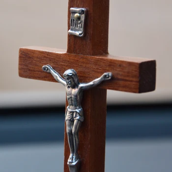 Crucifix catolic Sapele Lemn Aliaj Crucifix Ornamente Decoratiuni Isus Cruce meserii mielul lui dumnezeu, figura Iesus figurine din lemn