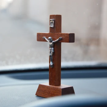 Crucifix catolic Sapele Lemn Aliaj Crucifix Ornamente Decoratiuni Isus Cruce meserii mielul lui dumnezeu, figura Iesus figurine din lemn