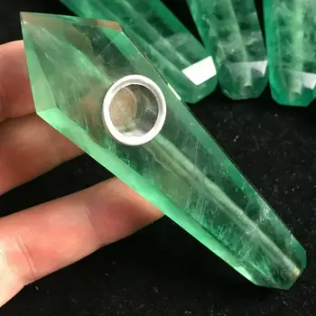 Naturale Fluorit Verde Orificiului Conductei De Cristal De Cuarț Bagheta Punct