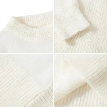 În toamna și iarna anului 2019 noi împletit rotund gât pulovere de mohair liber felinar cu maneci tricot o femeie temperament