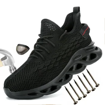 FANAN Nou Pantofi de protecție din Oțel Tep Bărbați, Moda Anti-zdrobitor pentru Bărbați Pantofi de Lucru, Negru Respirabil Confortabil Pantofi de Sport
