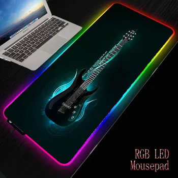 Mairuige Muzica de Chitara Mare RGB Gaming Mouse Pad de Blocare Marginea pad Tastatură LED USB cu Fir 7 Șoareci Orbi Culori