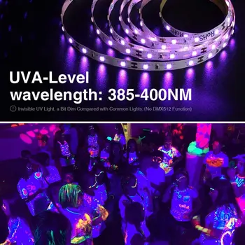 10M 33ft LED Strip UV Negru Banda de Lumina Kit 600Units Lampa UV Margele Flexibil Blacklight Panglică cu LED-uri Strălucire Petrecere Ultraviolete