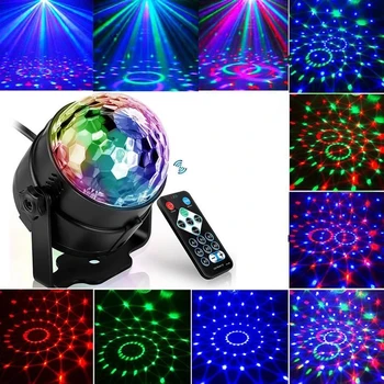 Sunet Activat de Rotație Minge Disco DJ Lumini de Partid 3W 3LED RGB LED Lumini de Scena Acasă de Crăciun Decorare Nunta Sunet Lumini