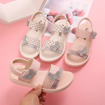 Copii sandale de vara fete mari pantofi noi printesa copii sandale pentru fete frumoase stras fluture pantofi de plaja