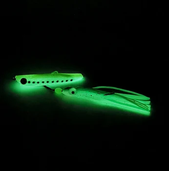 JonStar 80g 100g de mare adâncime jigging metal lent jig cap cu cauciuc fuste luminoase glow apa sarata marlin inchiku