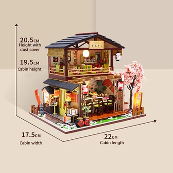 DIY casă de Păpuși în Miniatură Kit Vintage Model 3D Clădire Restaurant Sushi Japonez Cadou de Ziua de Lemn de Mari dimensiuni Mobilier Casa Papusa