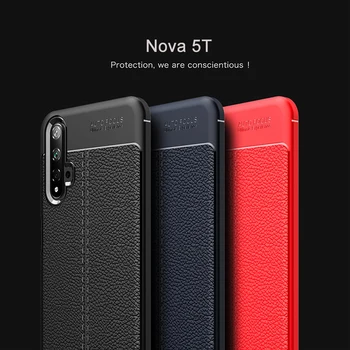 Nova 5T Caz din Piele de Caz Pentru Huawei Nova 5 t Capacul de Lux Bumper Silicon Acoperă Funda Pentru Huawei Nova 5t Honor20 Cazuri de Telefon