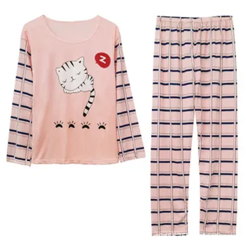 Seturi de pijamale Femei Toamna Lapte de Mătase Dulce Și Drăguț Desene animate Acasă Tricou + Pantaloni Lungi de Pijama din Doua piese Costum Femei de Îmbrăcăminte