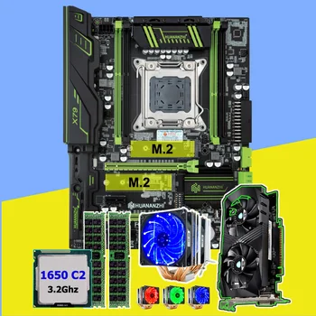 HUANAN ZHI X79 Pro placa de baza cu dual M. 2 slot placa video GTX1050Ti 4G, CPU Xeon E5 1650 3.2 GHz cooler RAM 16G(2*8G) REG ECC
