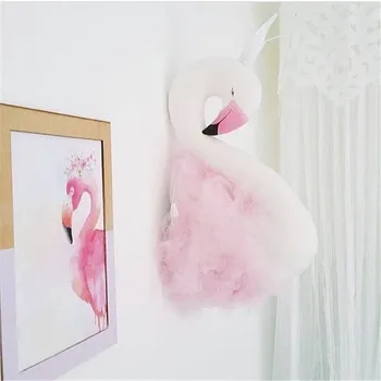 Coroana Swan perete animale împăiate Fata de Păpuși Drăguț 3D Jucărie Umplute Cap de Animal Decor de Perete pentru Camera Copii Cadou de Ziua de nastere