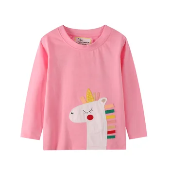 New Sosire Maneca Lunga Animale tricouri pentru Fete Toamna Primavara Unicorn Aplicatiile de Moda, Imbracaminte Copii