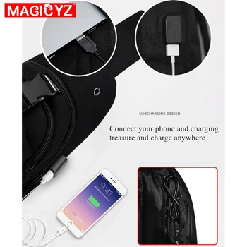 Multifuncțional Moda Barbati Crossbody Genti de Încărcare USB Ambalaj Piept Scurtă Călătorie Luminos Piept geanta Tineri modelului geantă de umăr