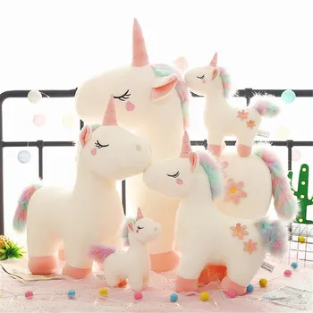 27-55cm Unic Coadă Colorat Unicorni jucărie de Pluș Gigant Unicorn de Pluș Animale Papusa Păr Pufos Zbura Calul de Jucărie pentru Copil Cadou de Crăciun