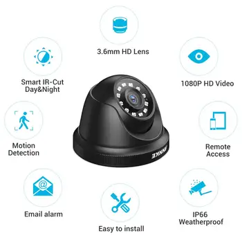 ANNKE 2MP 1080P HD Sistem de Supraveghere de Securitate aparat de Fotografiat IR-Cut Viziune de Noapte Înregistrare Audio rezistent la apa de Locuințe Kit Aparat