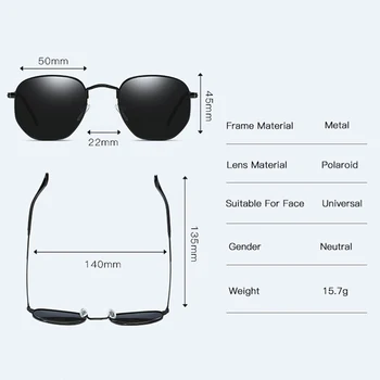 Hexagon ochelari de Soare Polarizat Barbati Brand Clasic Plat Obiectiv Clar Ochelari de Soare Masculin Feminin Retro Cadru Metalic Travel UV400 Ochelari