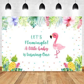 Mehofoto Flamingo Una Ziua De Nastere Fotografie Fundal Baby Party Banner De Fundal Ananas Flori Frunze Vara Fundaluri