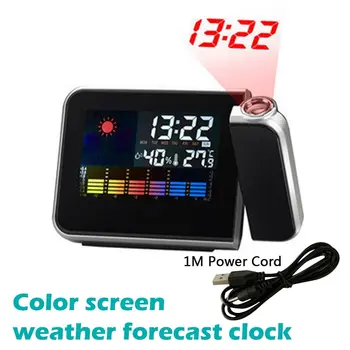 LED Digital de Proiectie Ceas cu Alarma Termometru Temperatura Birou Timp de Afișare a Datei Proiector Calendar USB Încărcător de Masă, Ceas cu Led-uri