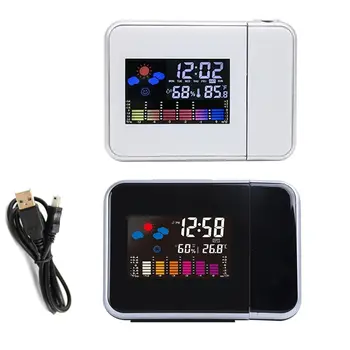 LED Digital de Proiectie Ceas cu Alarma Termometru Temperatura Birou Timp de Afișare a Datei Proiector Calendar USB Încărcător de Masă, Ceas cu Led-uri