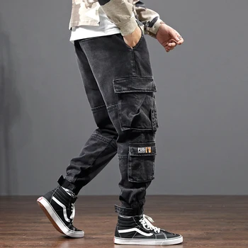 Moda Streetwear Barbati Blugi Se Potrivesc Vrac Negru Gri Multi Buzunare Pantaloni Cargo Japonez Vintage Designer De Hip-Hop Blugi Barbati Joggeri