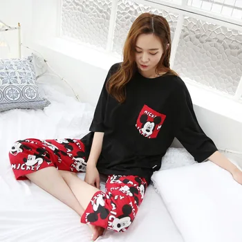 Vara toamna lady Trei sfert pantaloni de pijama +pijama de Desene animate Mickey mouse-set de pijamale femei minnie îmbrăcăminte acasă
