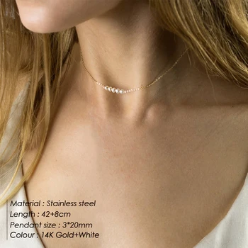 JUJIE Coliere Lungi din Oțel Inoxidabil Colier Pentru Femei Imitație de perle cravată colier Bijuterii Pandantiv Accesorii de Petrecere