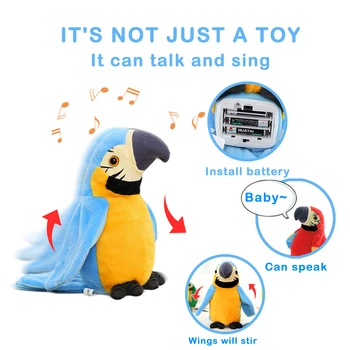 Electronice Papagal vorbitor Jucării de Pluș Drăguț Vorbind și Înregistrarea se Repetă Flutura Aripile Electric Pasăre Umplute Jucărie de Pluș Jucărie pentru Copii