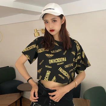 #4232 Scurta De Vara Tricou Femei Pe Scurt Cu Mâneci Plin Litere Tipărite Streetwear Hip Hop-Ul T Shirt Pentru Femei Harajuku Tricou Sexy